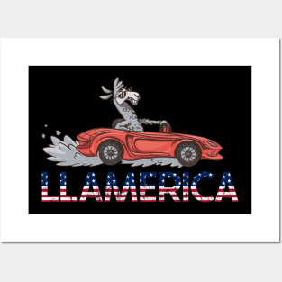 Llamerica funny llama funny alpaca america Posters and Art